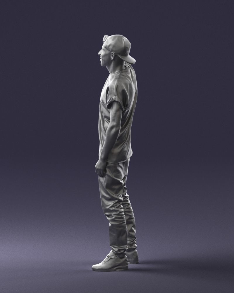 Man in a white t-shirt and cap 0216 3D Print Ready 3D print model_25