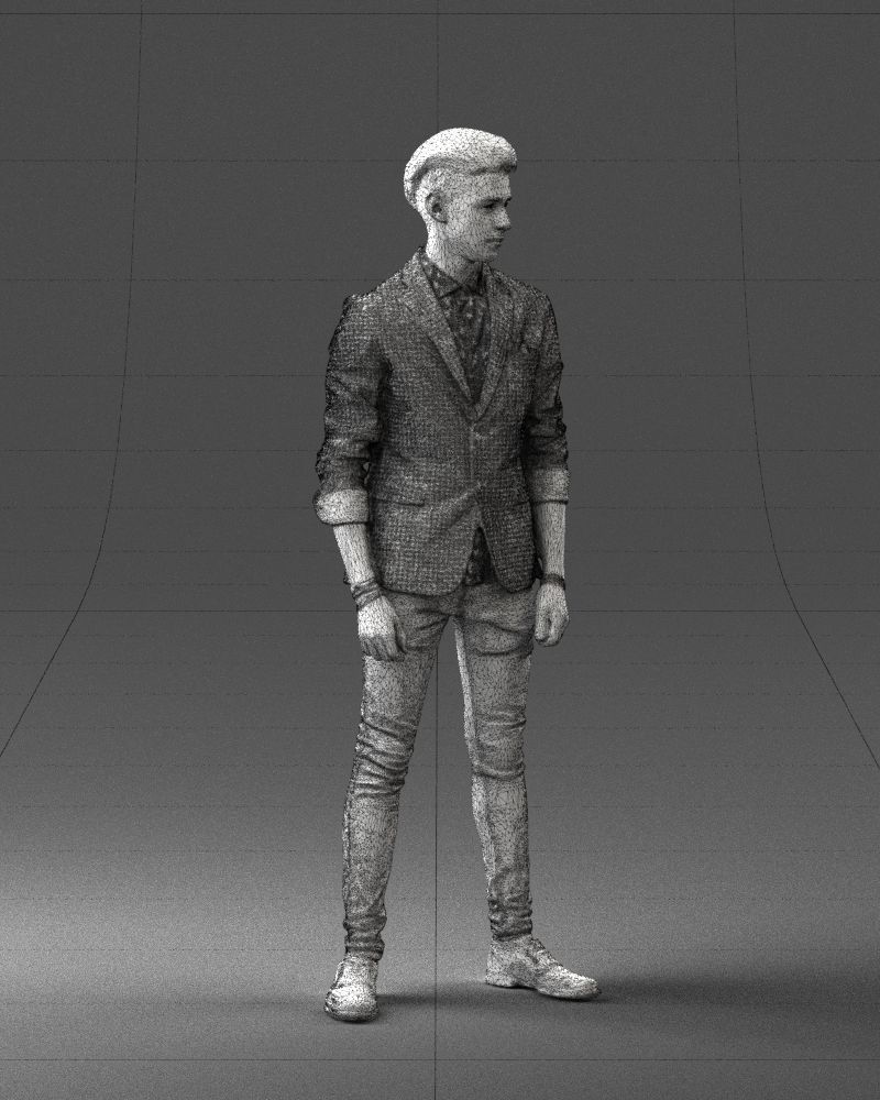 Stylish teen in a jacket and jeans 0191 3D model_11