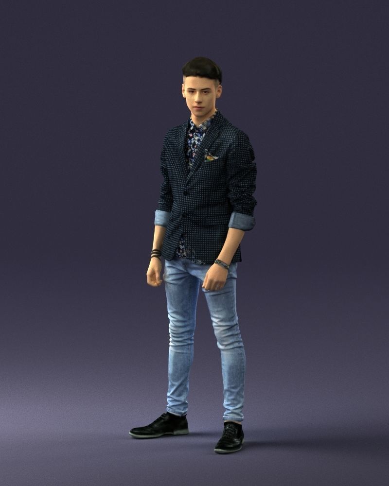 Stylish teen in a jacket and jeans 0191 3D model_33