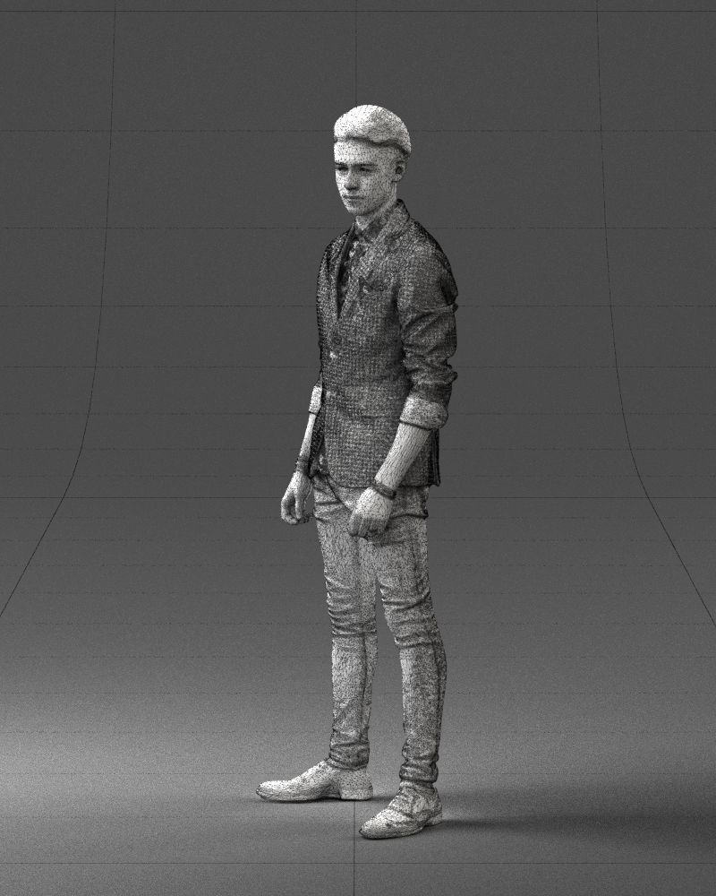 Stylish teen in a jacket and jeans 0191 3D model_32