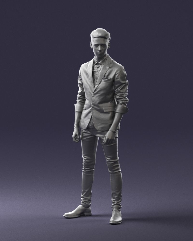 Stylish teen in a jacket and jeans 0191 3D model_1