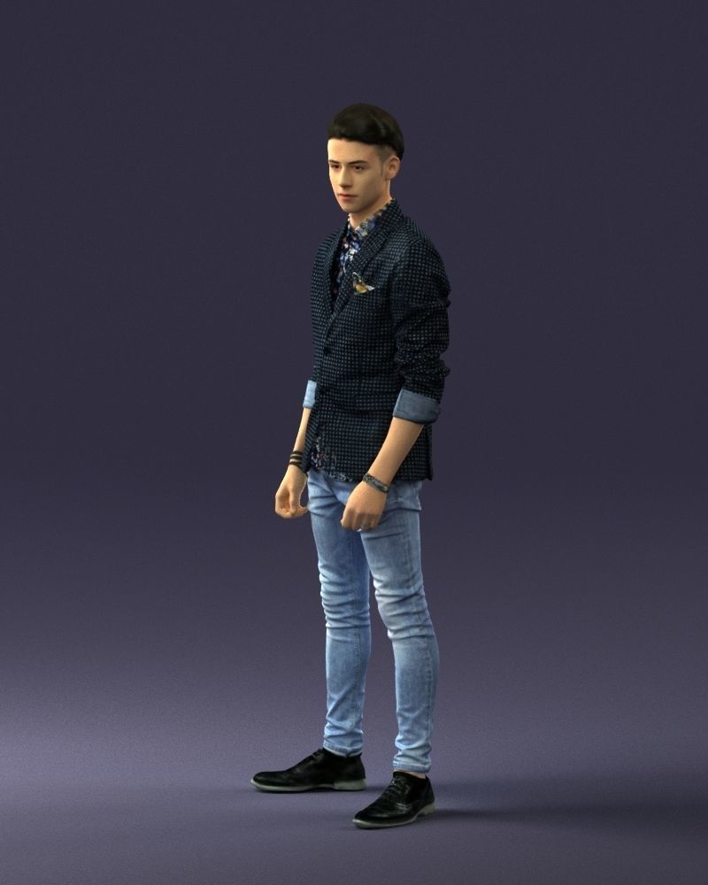 Stylish teen in a jacket and jeans 0191 3D model_30