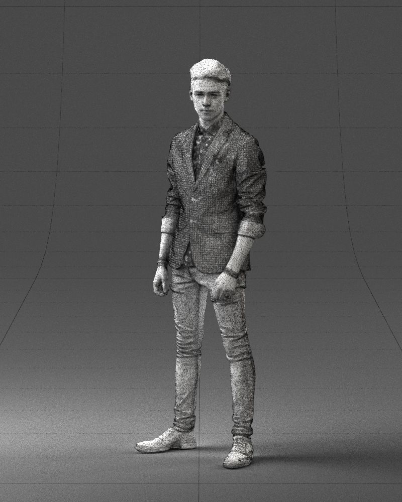 Stylish teen in a jacket and jeans 0191 3D model_35