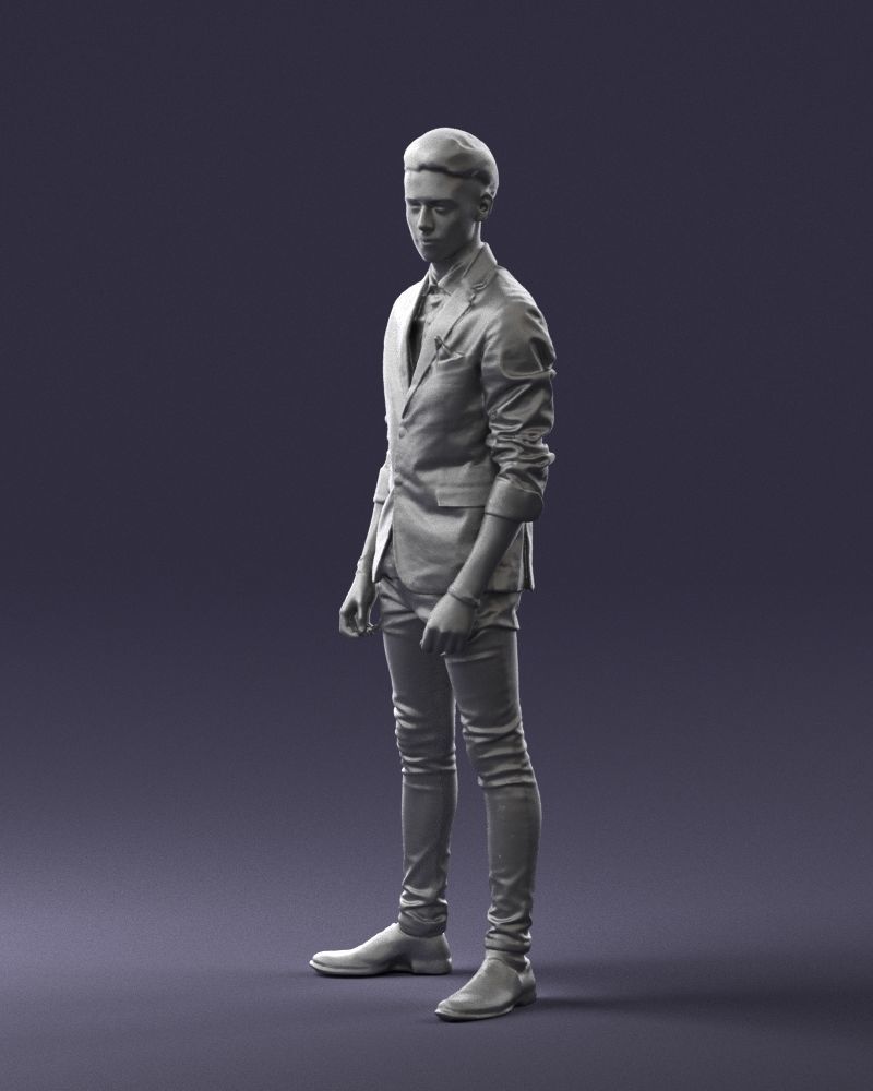 Stylish teen in a jacket and jeans 0191 3D model_31