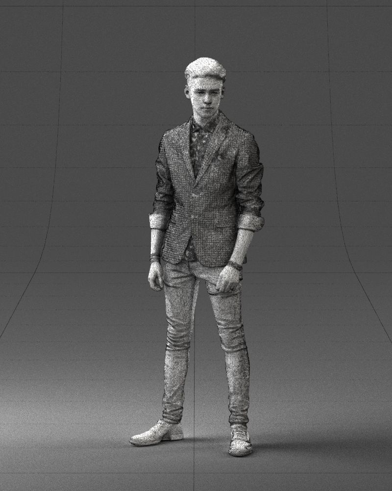 Stylish teen in a jacket and jeans 0191 3D model_5