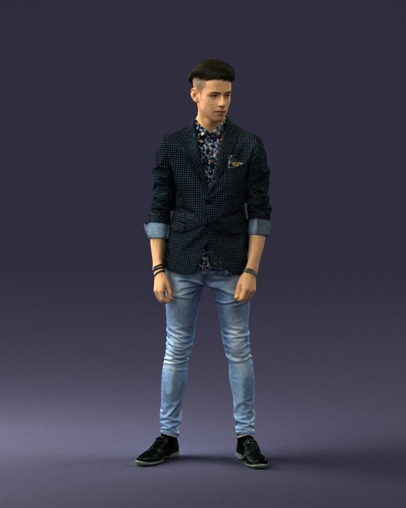 Stylish teen in a jacket and jeans 0191 3D model_6