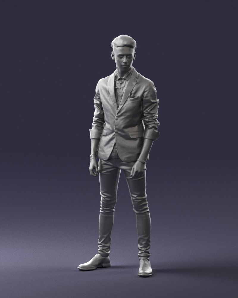 Stylish teen in a jacket and jeans 0191 3D model_4