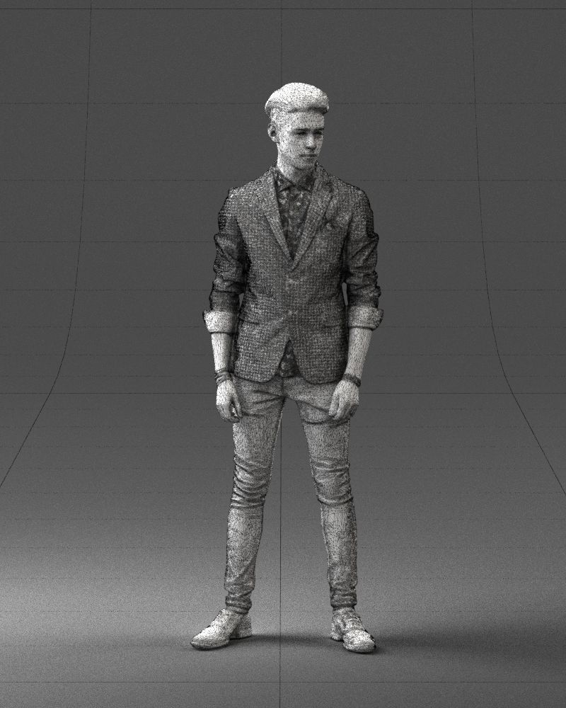 Stylish teen in a jacket and jeans 0191 3D model_8