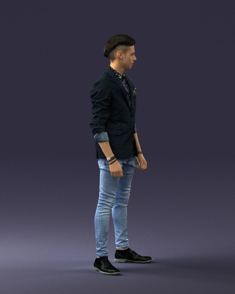 Stylish teen in a jacket and jeans 0191 3D model_12