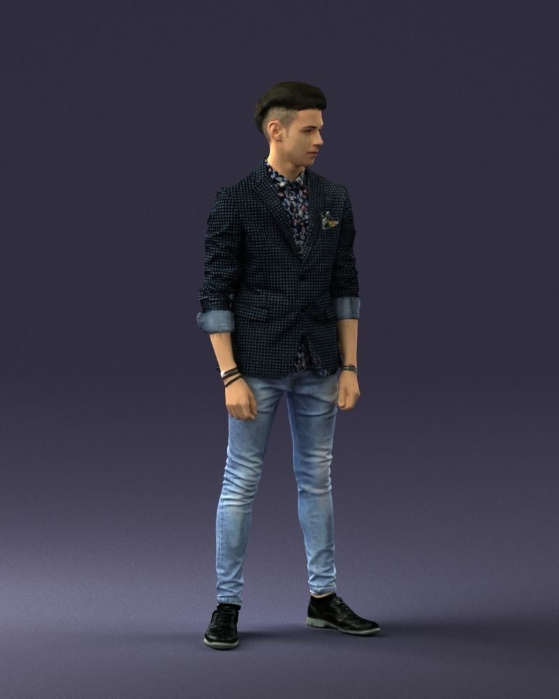 Stylish teen in a jacket and jeans 0191 3D model_9
