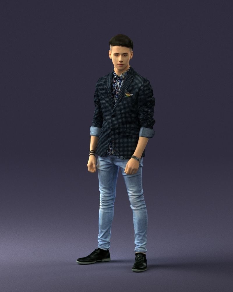 Stylish teen in a jacket and jeans 0191 3D model_36