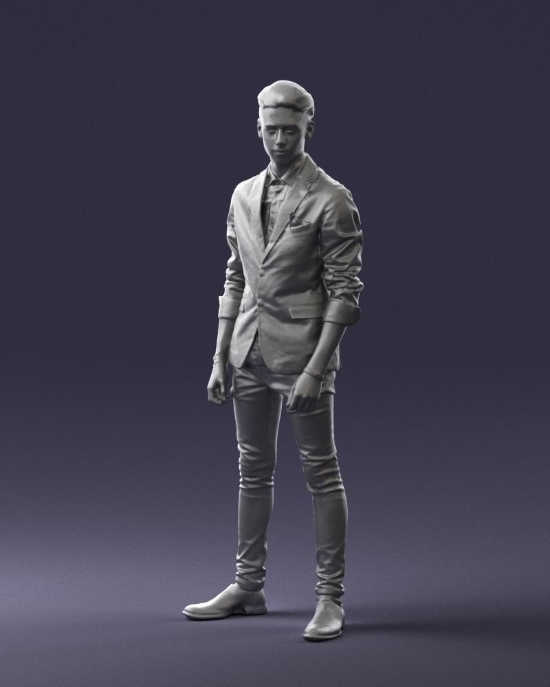 Stylish teen in a jacket and jeans 0191 3D model_34