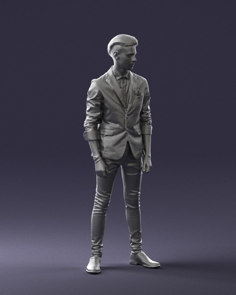 Stylish teen in a jacket and jeans 0191 3D model_10