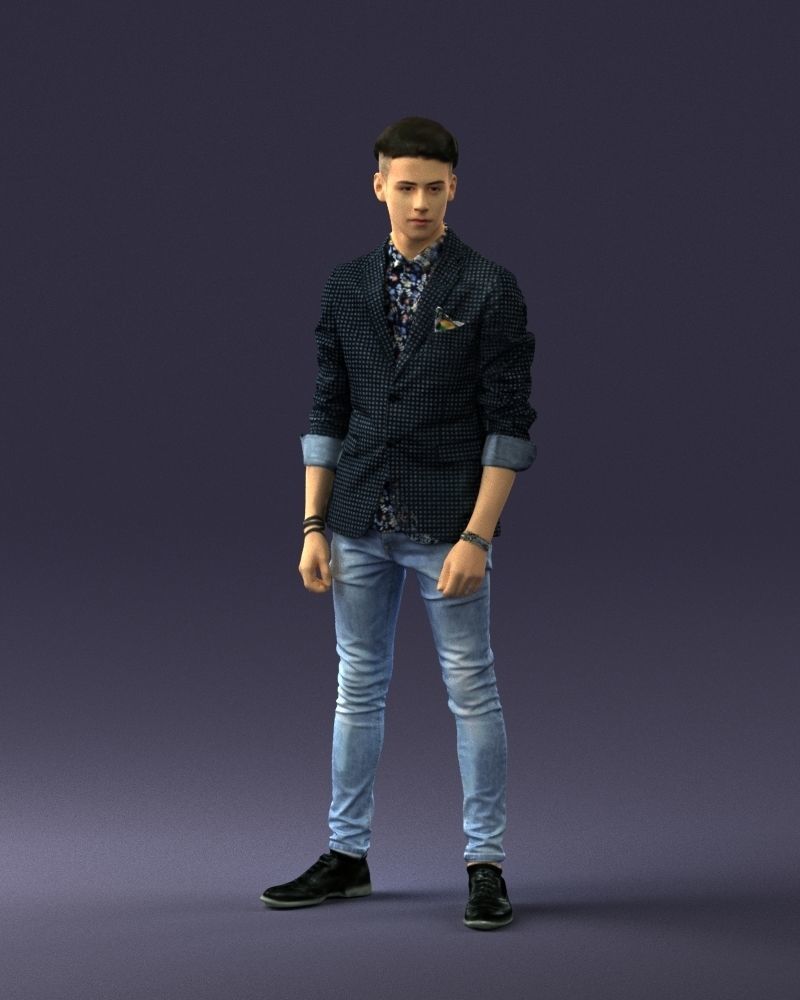 Stylish teen in a jacket and jeans 0191 3D model_3