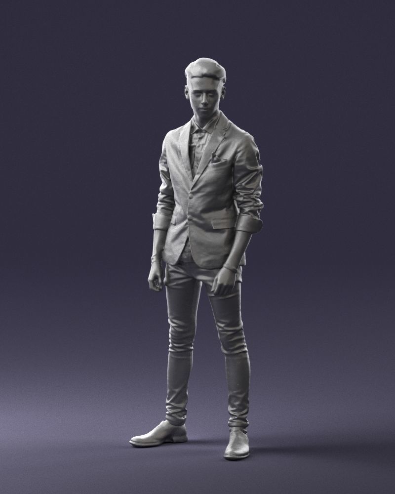 Stylish teen in a jacket and jeans 0191 3D model_37