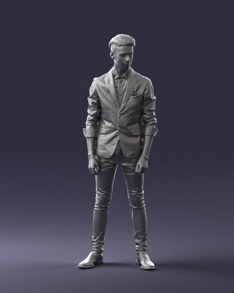 Stylish teen in a jacket and jeans 0191 3D model_7