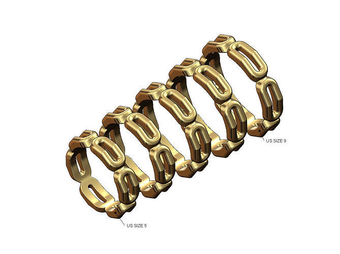 Bent chain link band US sizes 5to9 3D print model