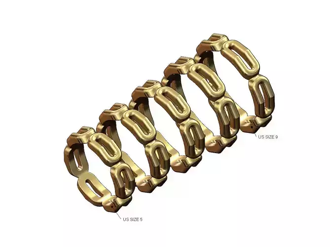 Bent chain link band US sizes 5to9 3D print model