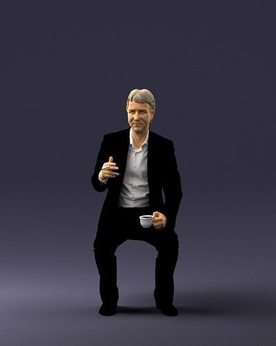 Man in a business suit is sitting 0240 3D model