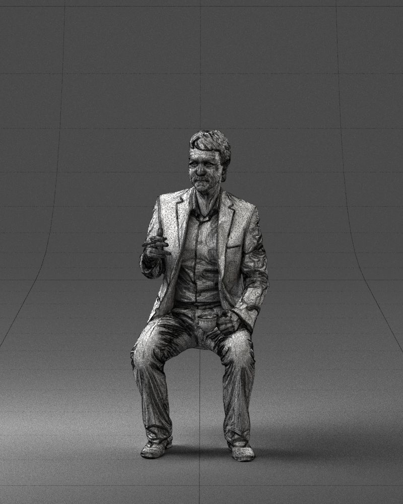Man in a business suit is sitting 0240 3D model_35