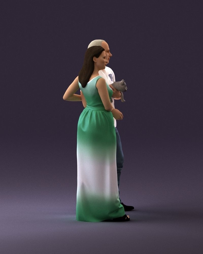 001050 man and woman of moddle age with cat 3D model_4