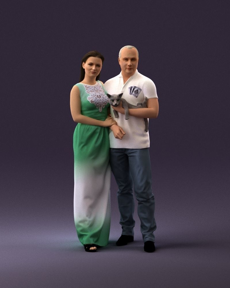 001050 man and woman of moddle age with cat 3D model_1