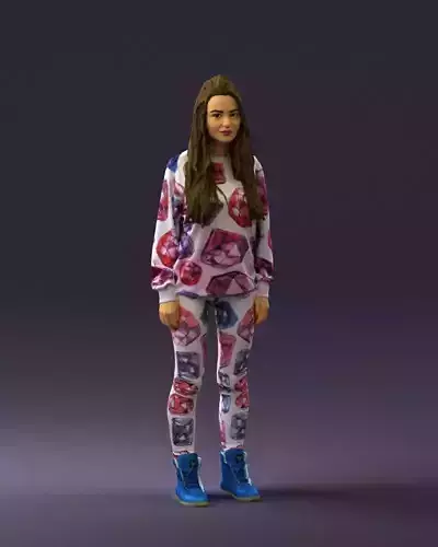 Woman in white diamonds pijama 0438 3D Print Ready