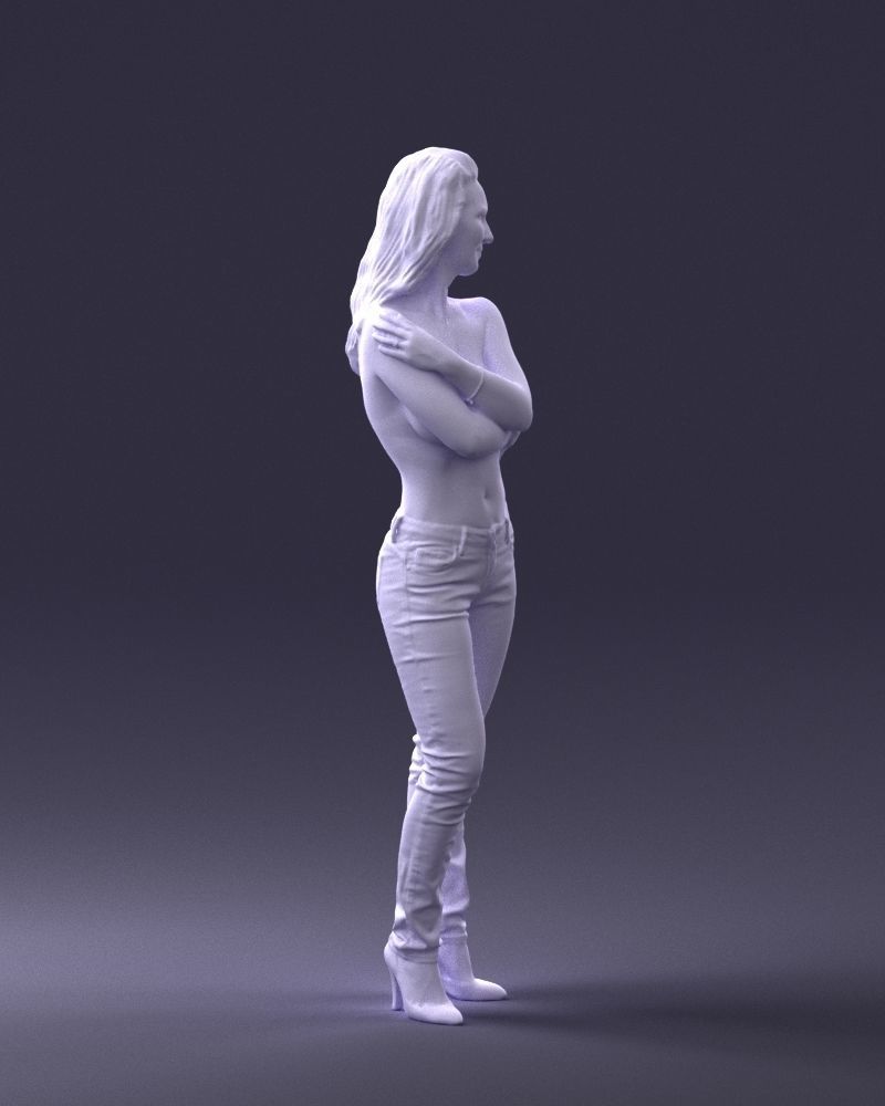 000357 Realistic Female 3D Scan Model in Jeans 3dp 3D print model_11