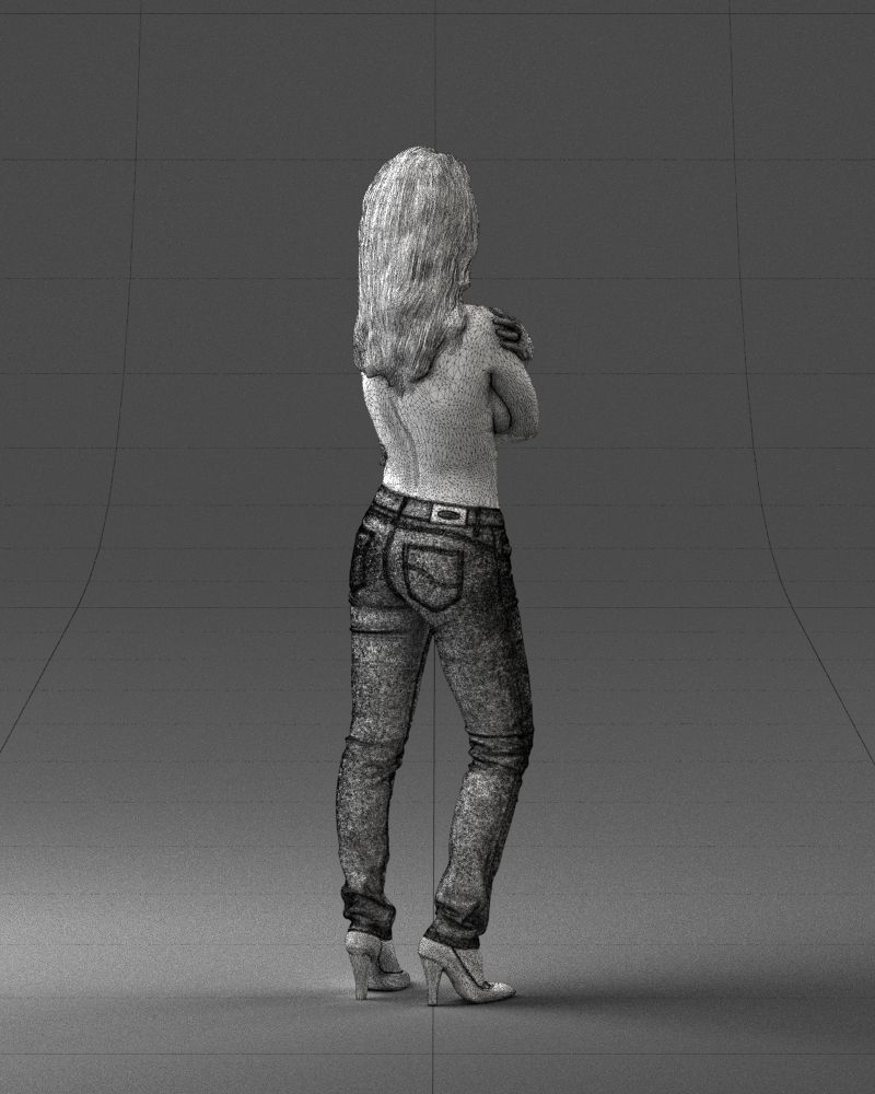 000357 Realistic Female 3D Scan Model in Jeans 3dp 3D print model_18