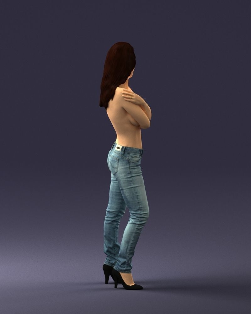 000357 Realistic Female 3D Scan Model in Jeans 3dp 3D print model_13