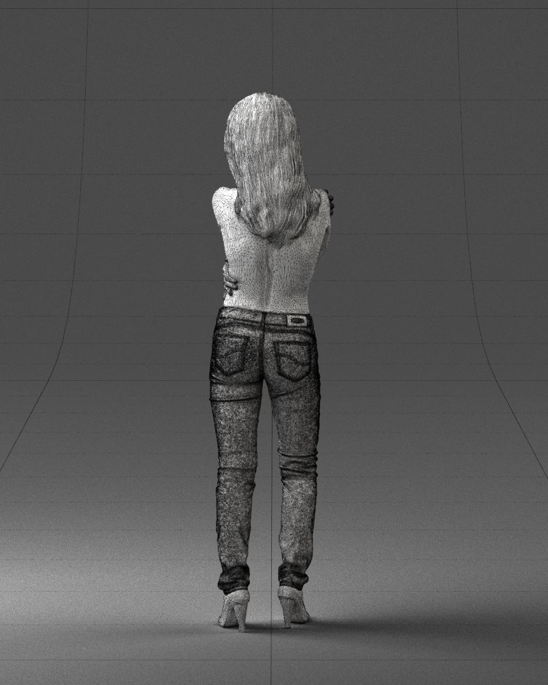000357 Realistic Female 3D Scan Model in Jeans 3dp 3D print model_21