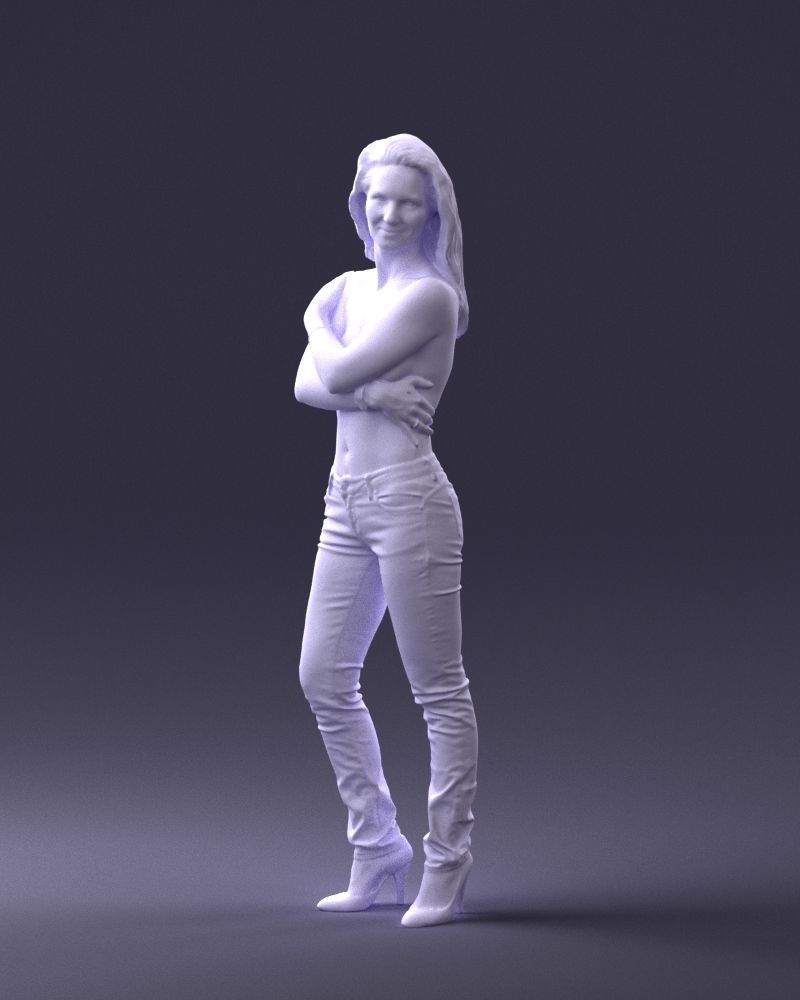 000357 Realistic Female 3D Scan Model in Jeans 3dp 3D print model_29