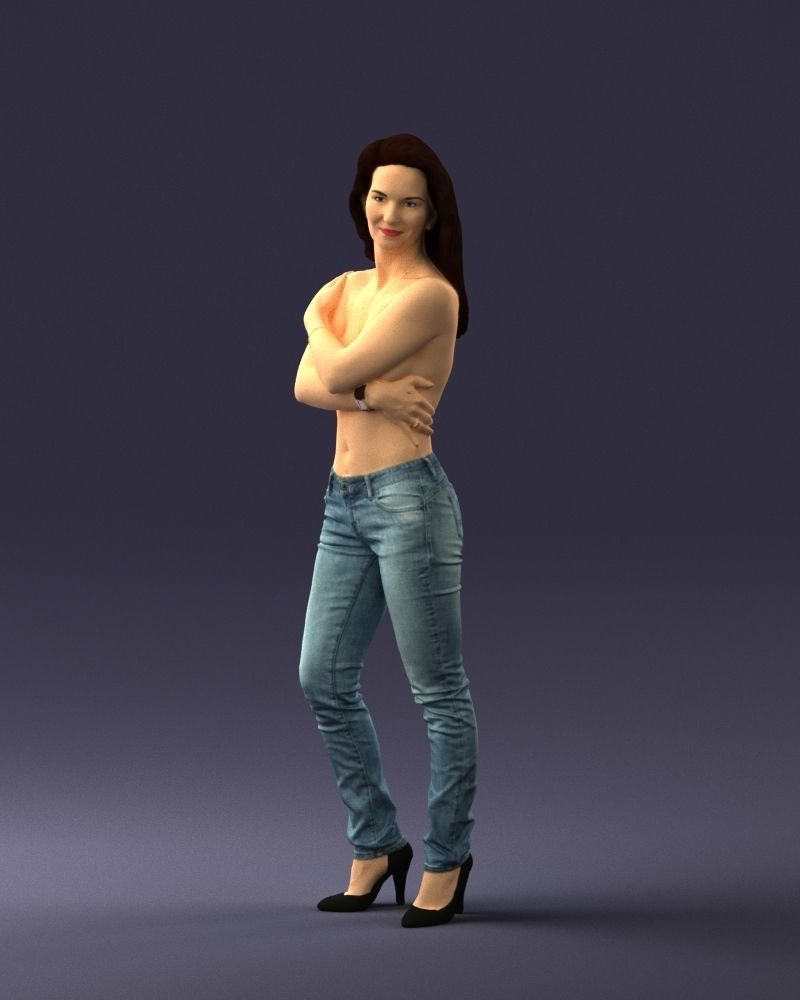 000357 Realistic Female 3D Scan Model in Jeans 3dp 3D print model_28