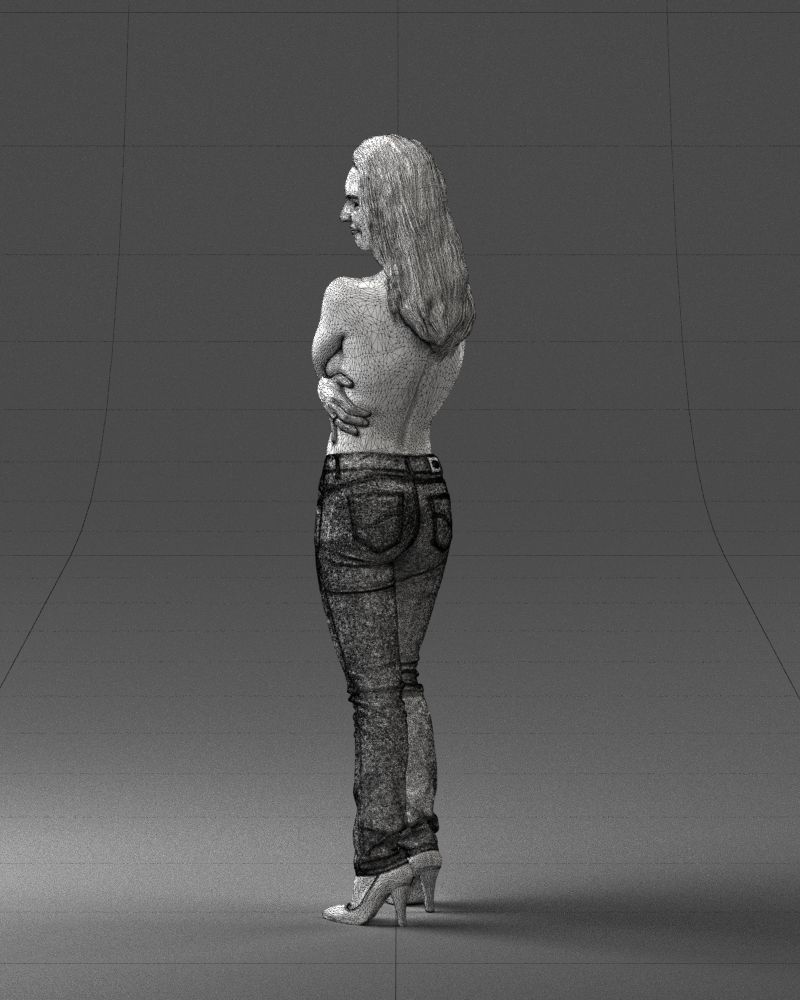 000357 Realistic Female 3D Scan Model in Jeans 3dp 3D print model_24