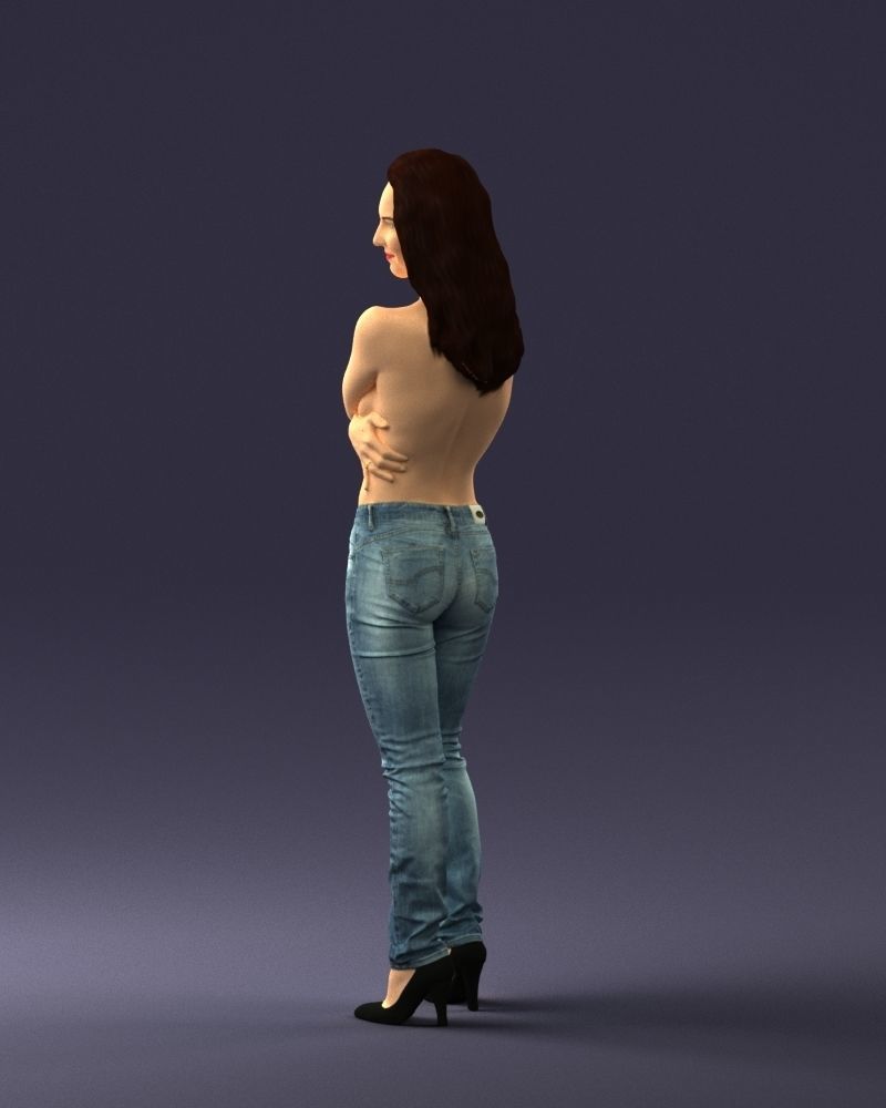 000357 Realistic Female 3D Scan Model in Jeans 3dp 3D print model_22