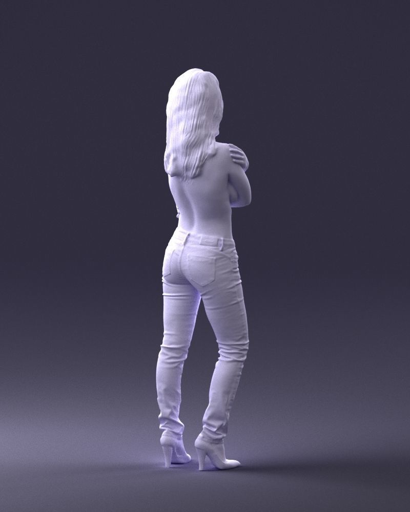 000357 Realistic Female 3D Scan Model in Jeans 3dp 3D print model_17