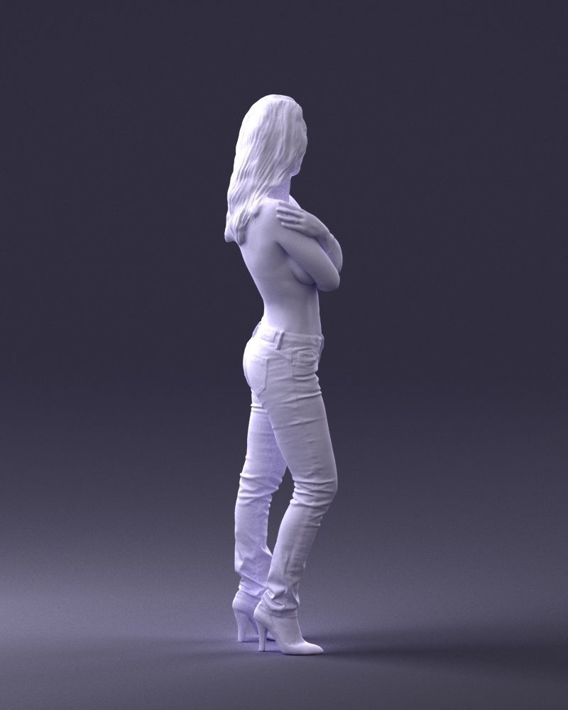 000357 Realistic Female 3D Scan Model in Jeans 3dp 3D print model_14