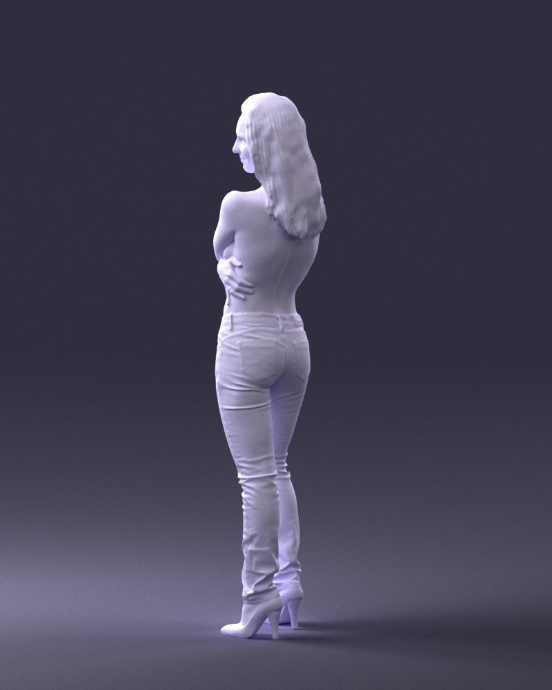 000357 Realistic Female 3D Scan Model in Jeans 3dp 3D print model_23