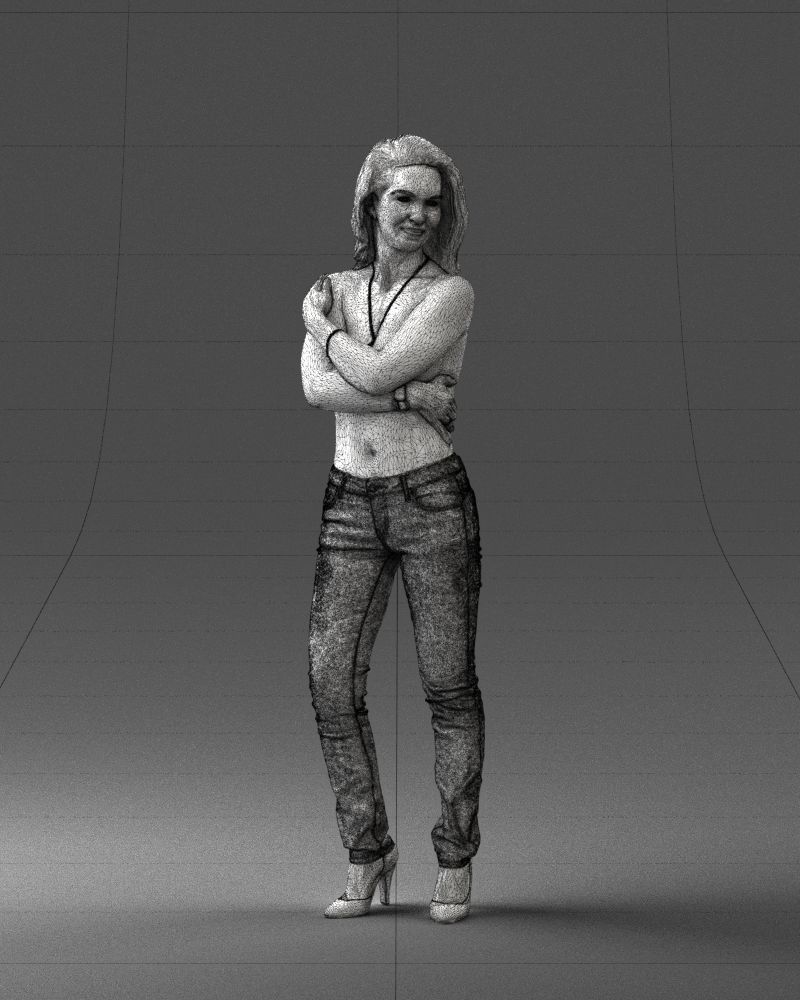 000357 Realistic Female 3D Scan Model in Jeans 3dp 3D print model_33