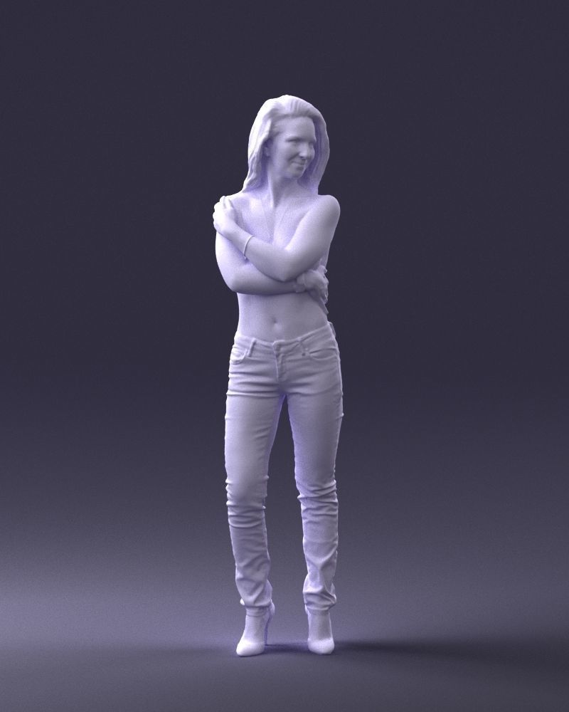 000357 Realistic Female 3D Scan Model in Jeans 3dp 3D print model_35