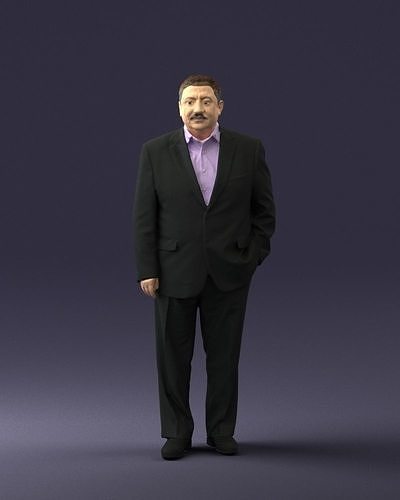 Mustachioed man dark suit 0701 3D model
