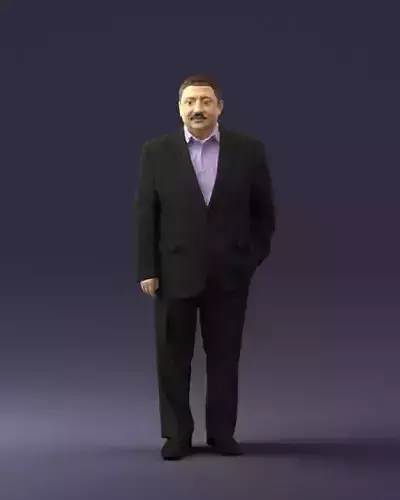 Mustachioed man dark suit 0701