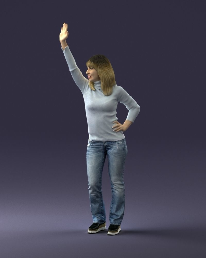 000032 Hand up woman 0927 3dp 3D print model_3