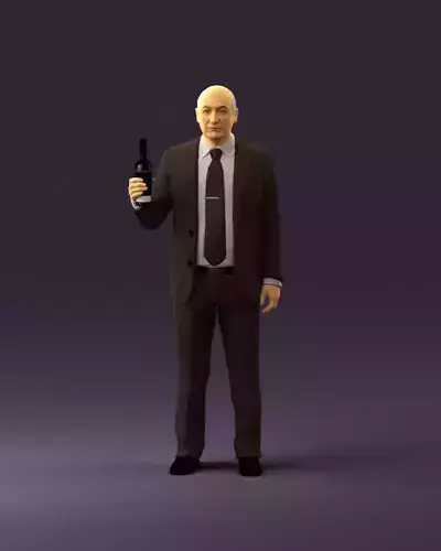 Man in panzergray suit bottle of alcohol 0945 3D model