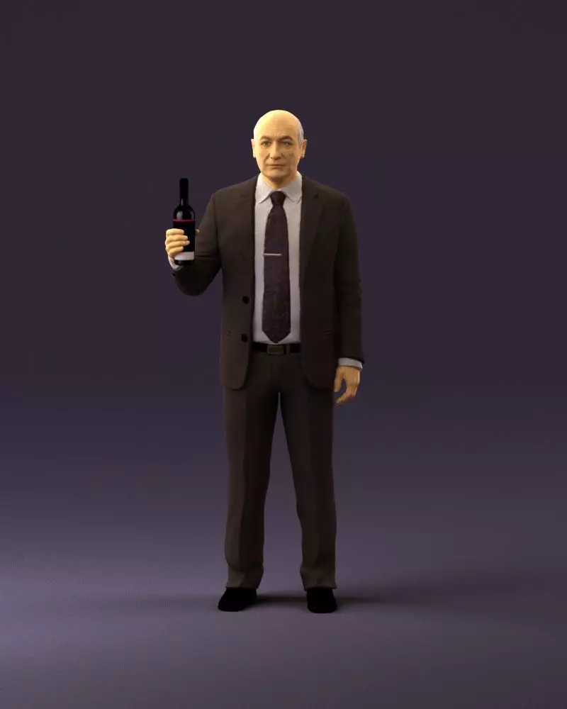 Man in panzergray suit bottle of alcohol 0945 3D model