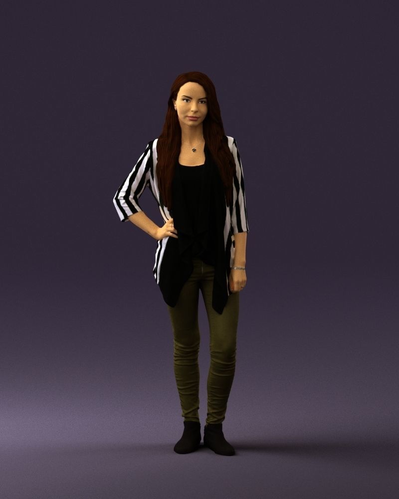 Woman in stripped top hand on hip 0797 3D Print Ready 3D print model_23
