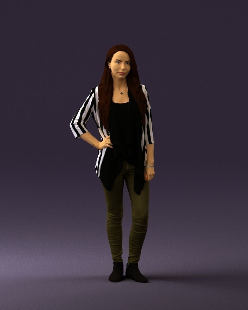 Woman in stripped top hand on hip 0797 3D Print Ready 3D print model_25