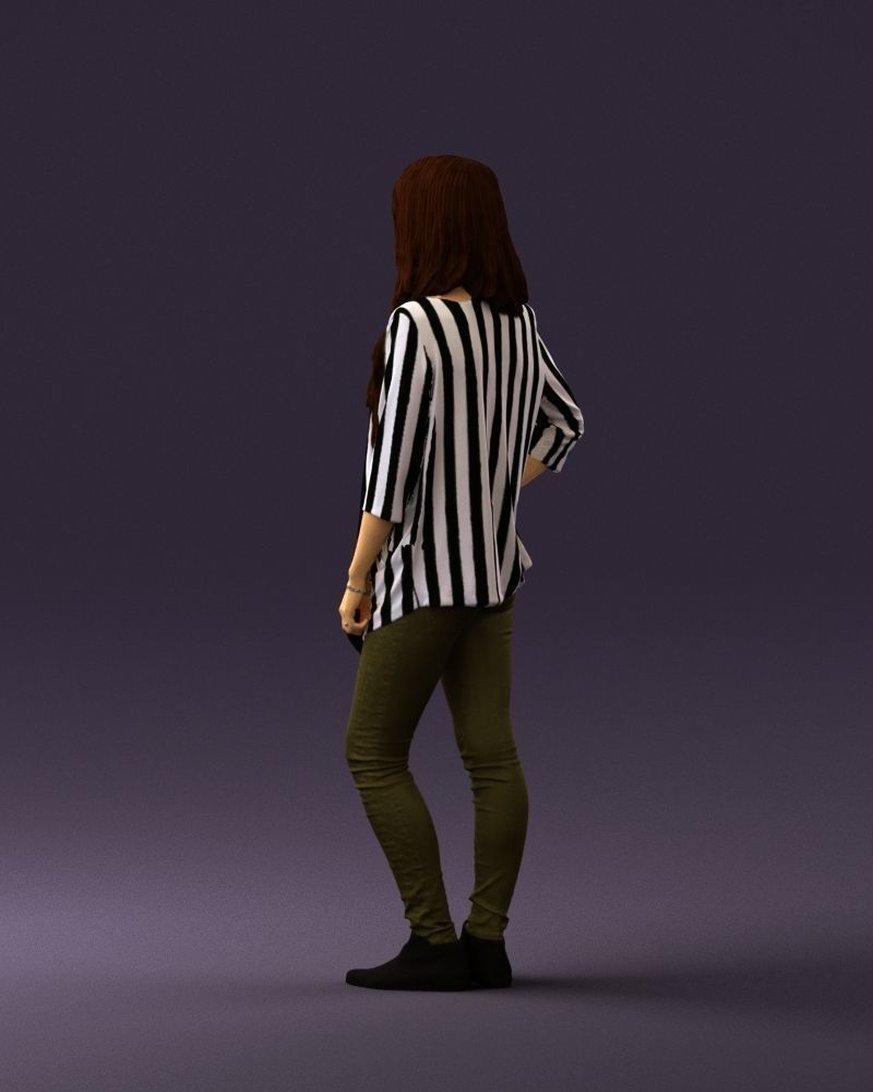 Woman in stripped top hand on hip 0797 3D Print Ready 3D print model_15