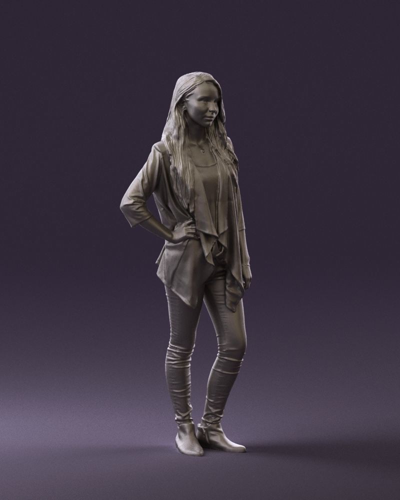 Woman in stripped top hand on hip 0797 3D Print Ready 3D print model_4