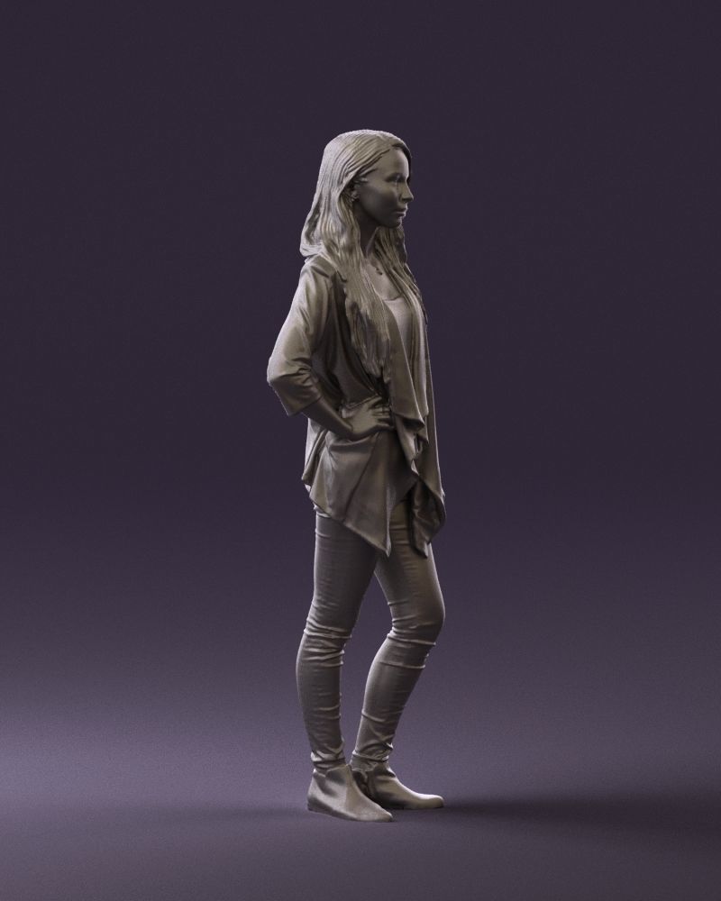 Woman in stripped top hand on hip 0797 3D Print Ready 3D print model_6